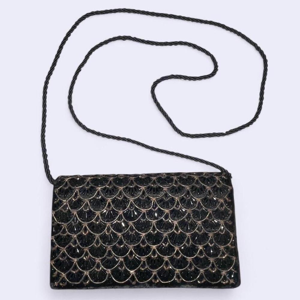 90s vintage black velvet clutch